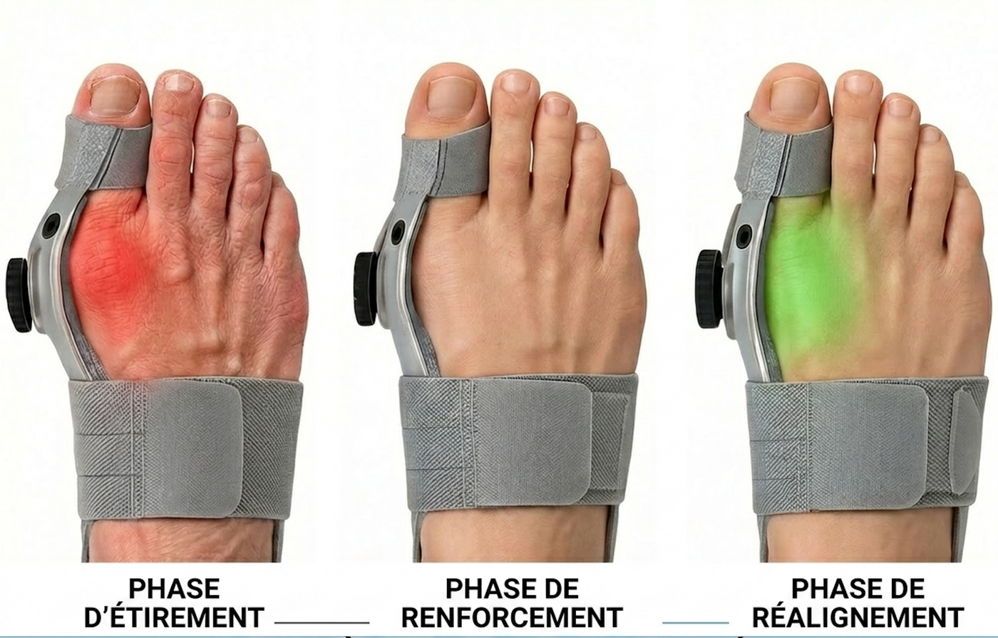 Diagramme des 3 phases de FlexAlign : étirement, renforcement, réalignement
